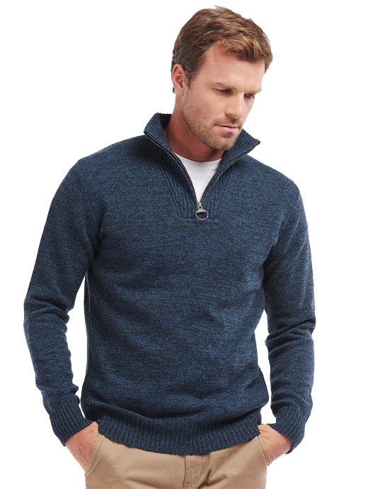 barbour essential lambswool half zip jumper navy