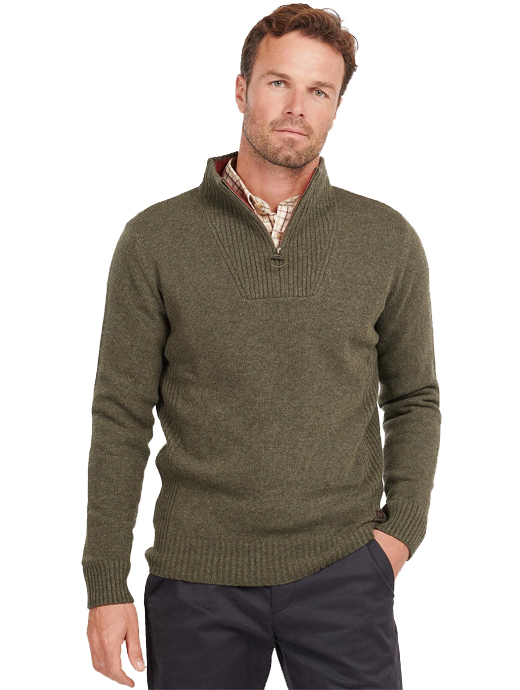 Barbour Nelson Essential Half Zip Sweater Seaweed