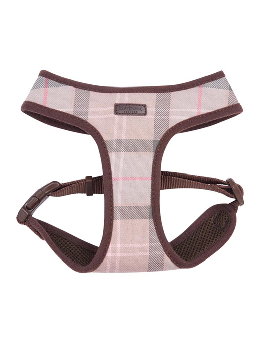 Barbour Tartan Dog Harness Taupe/Pink