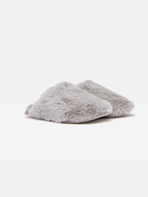black fluffy mule slippers