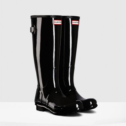 ladies black gloss hunter wellies