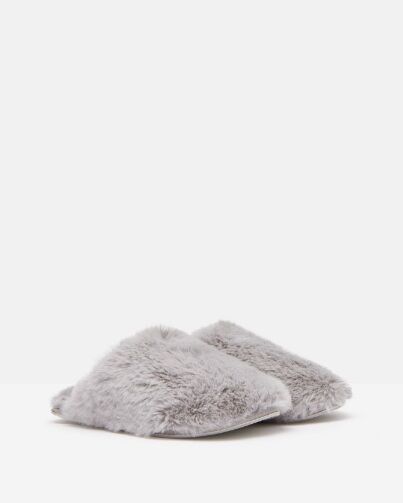 fluffy slippers grey