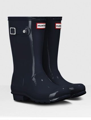 Navy gloss hunter wellies