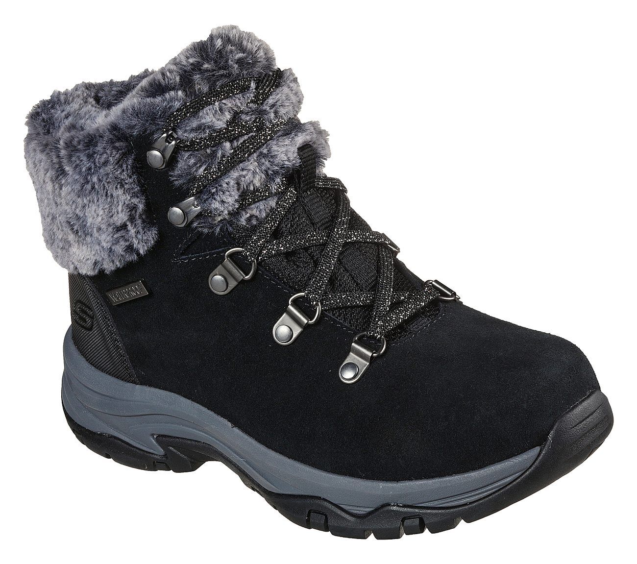 skechers black lace up boots