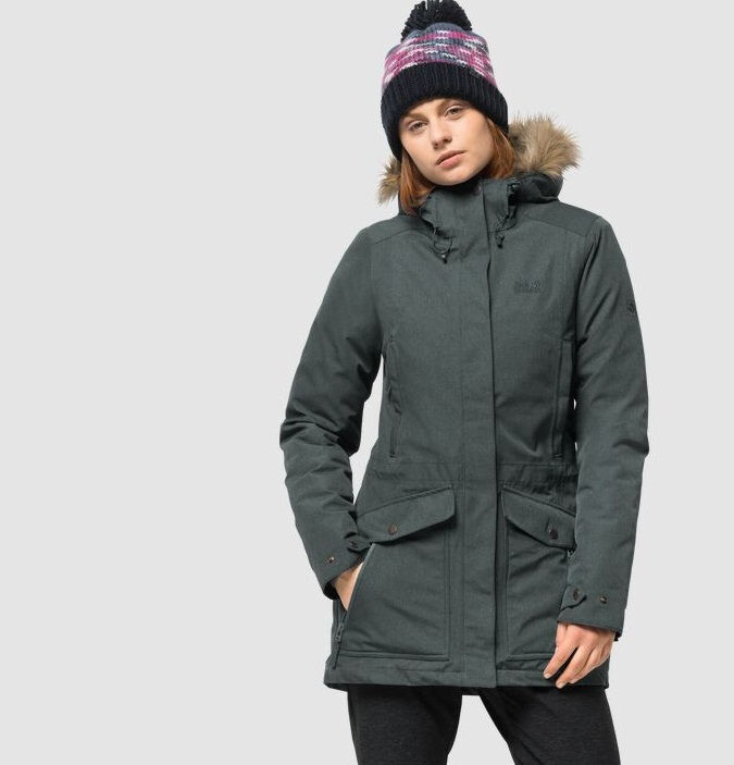 Jack wolfskin coastal range parka greenish grey