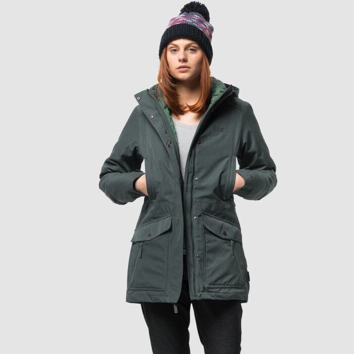 Jack wolfskin coastal range parka greenish grey