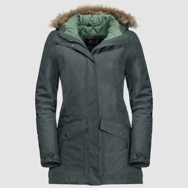 Jack wolfskin coastal range parka greenish grey