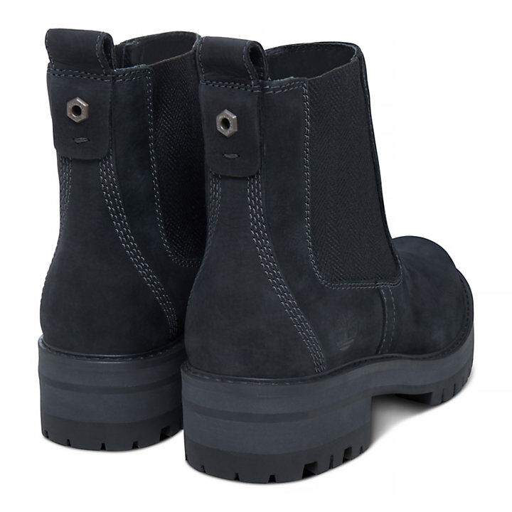 timberland courmayeur valley black leather chelsea pull on ankle boots