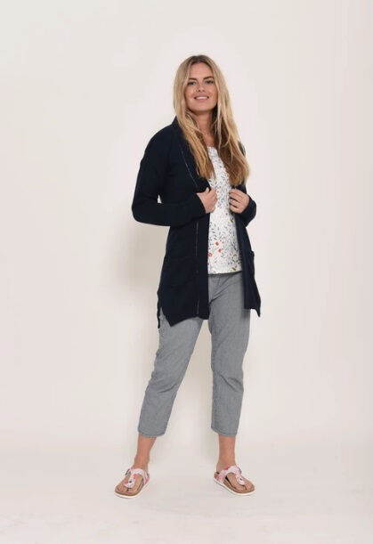 navy edge to edge cardigan