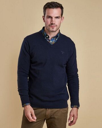 barbour essential lambswool v neck jumper