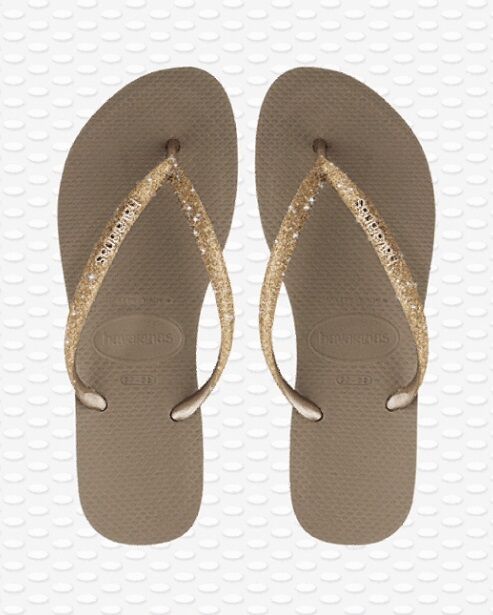 gold sparkle flip flops
