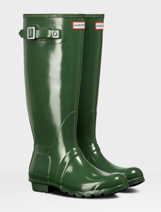 green gloss hunter boots