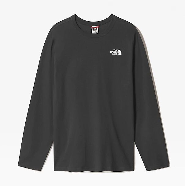 north face men's long sleeve red box tee