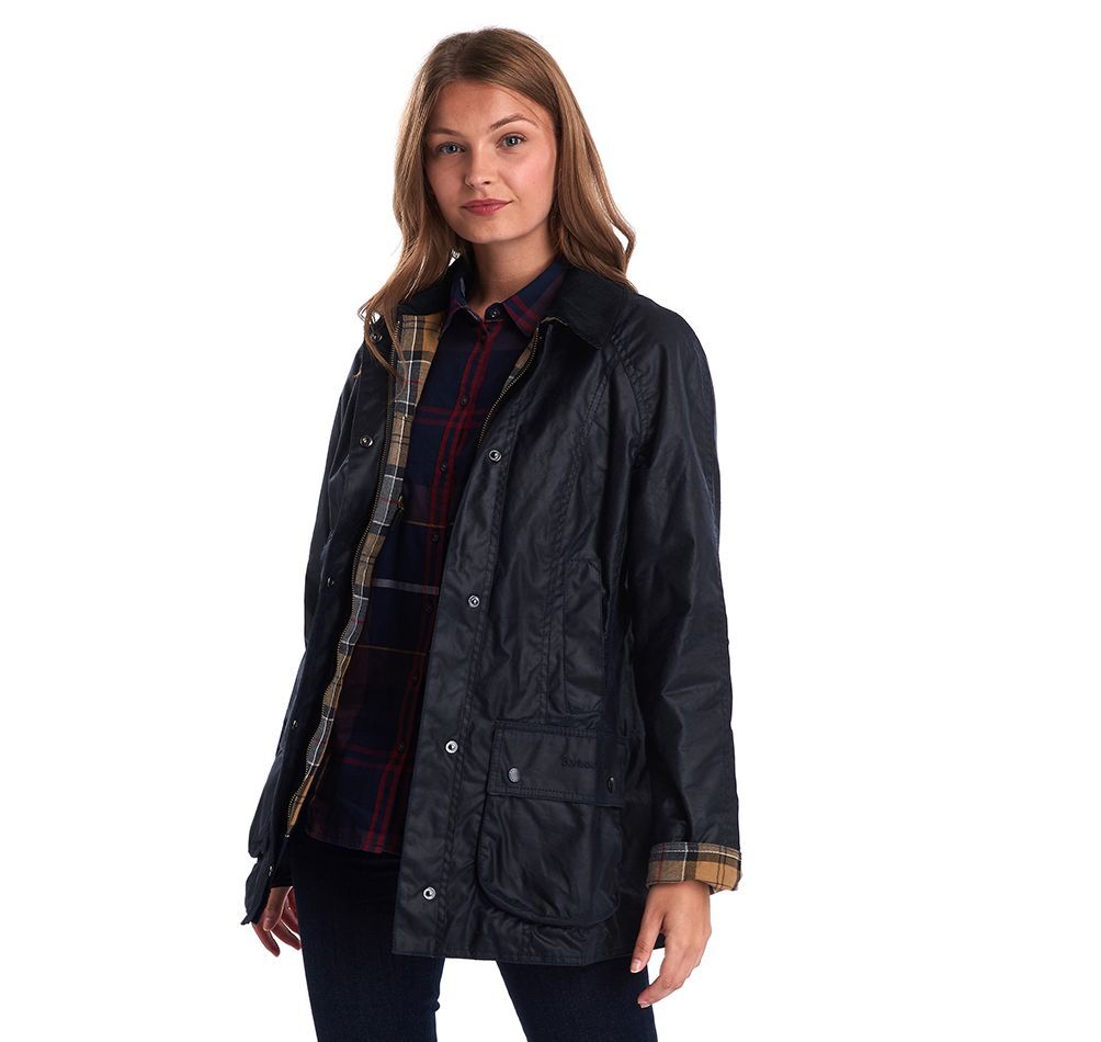 Barbour Beadnell Wax Jacket Navy | Griggs