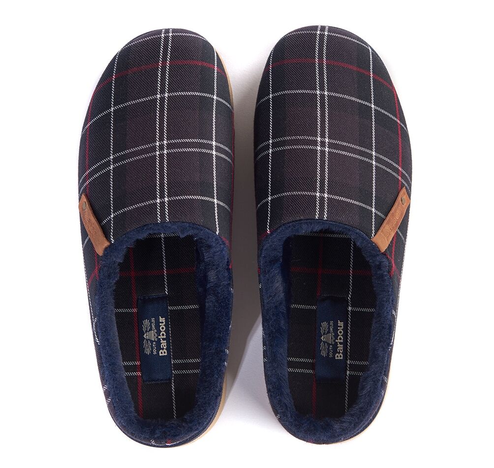 Barbour Hughes Slippers Navy \u0026 Red Tartan