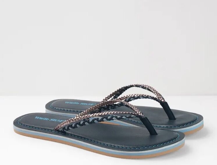white stuff flip flops