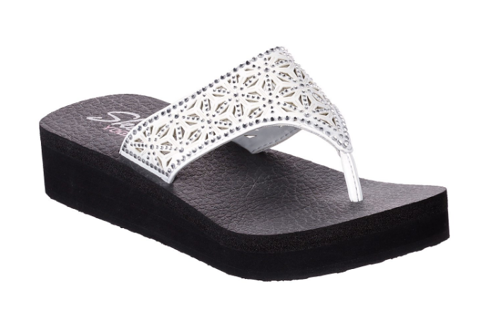 skechers silver flip flops