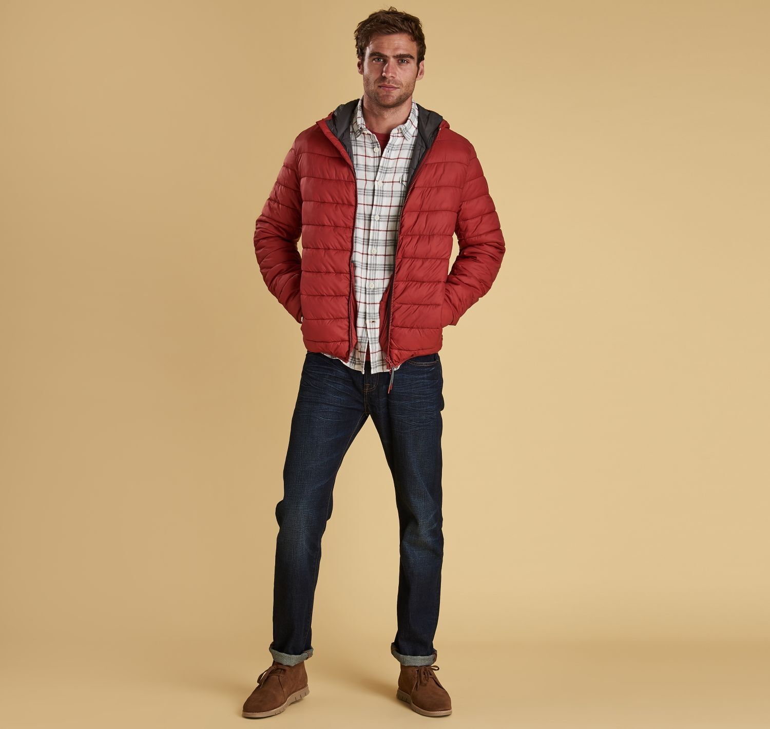 barbour trawl quilted jacket iron ore