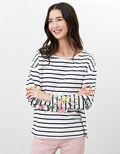 Joules Marina Print Top Cream Navy Floral