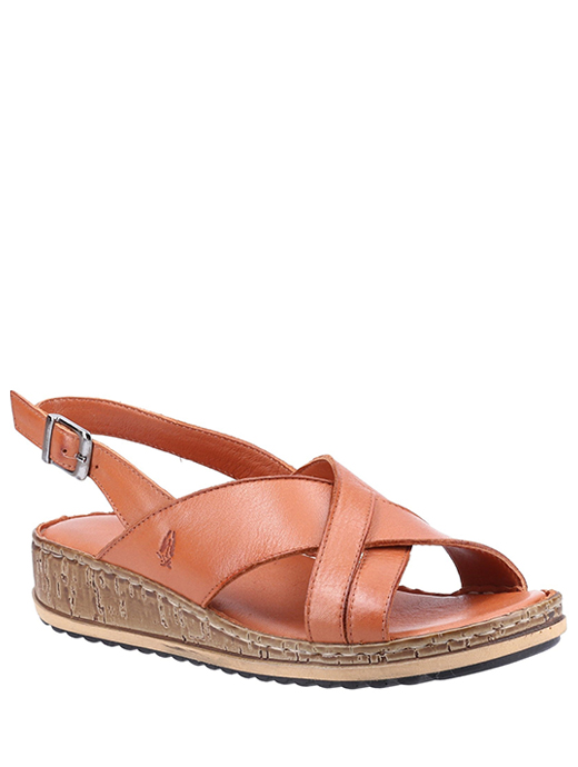 Hush Puppies Women's Elena Cross Over Leather Sandals- Tan