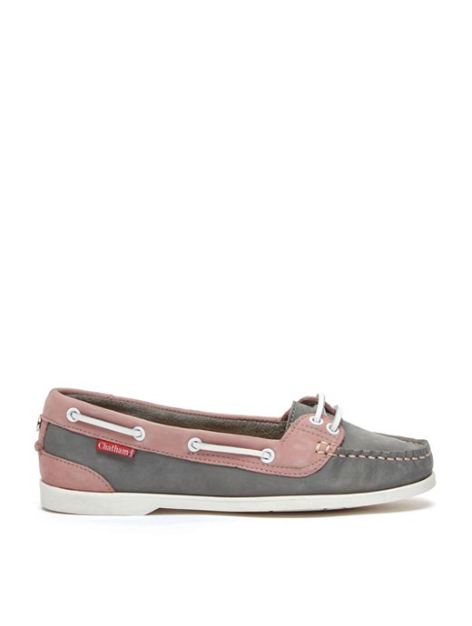 Chatham Ladies' Harper Boat Shoes Grey/Pink-UK 7