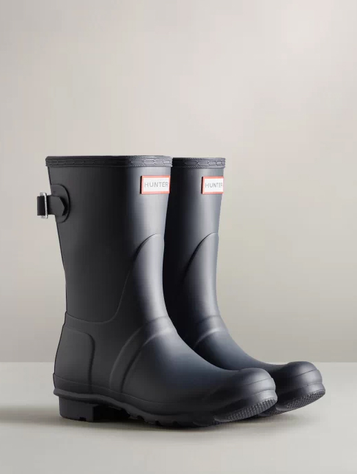 Hunter Original Back Adjustable Short Womens Wellies - Black