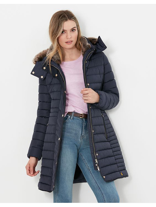Joules Cherington Longline Padded Coat Marine Navy Griggs Joules Cherington Longline Padded Coat, Ladies Parka Coats With Fur Hood Uk