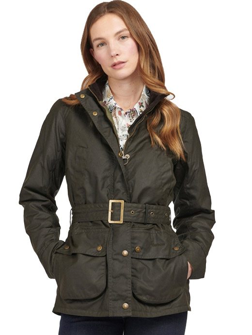 Barbour Womens Montgomery Wax Jacket Olive/Classic 18