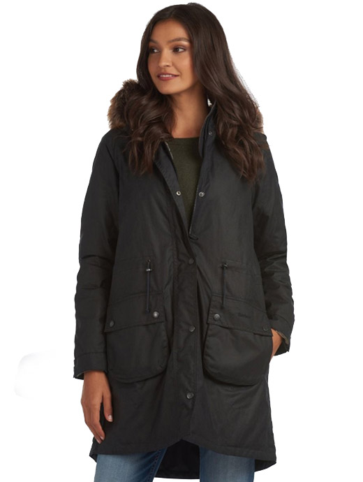 barbour wax jacket with hood womens