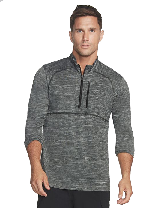 shirt with zipper across chest