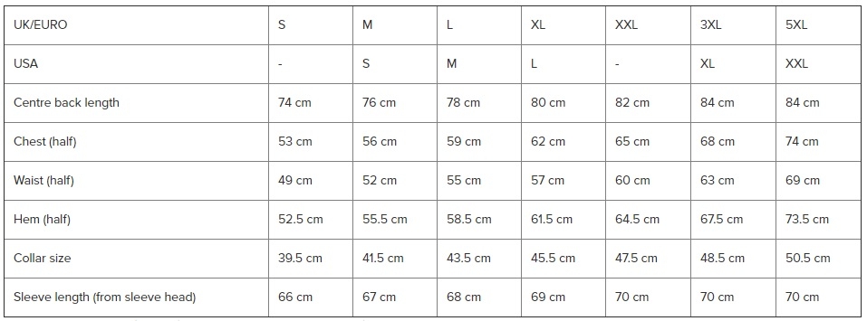 barbour shirt size guide