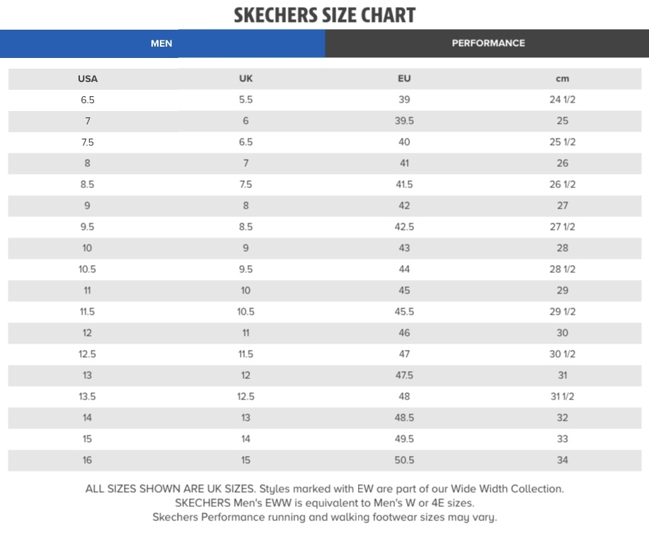 skechers malaysia size chart
